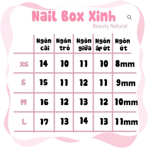 Bảng size Nail Box Xinh