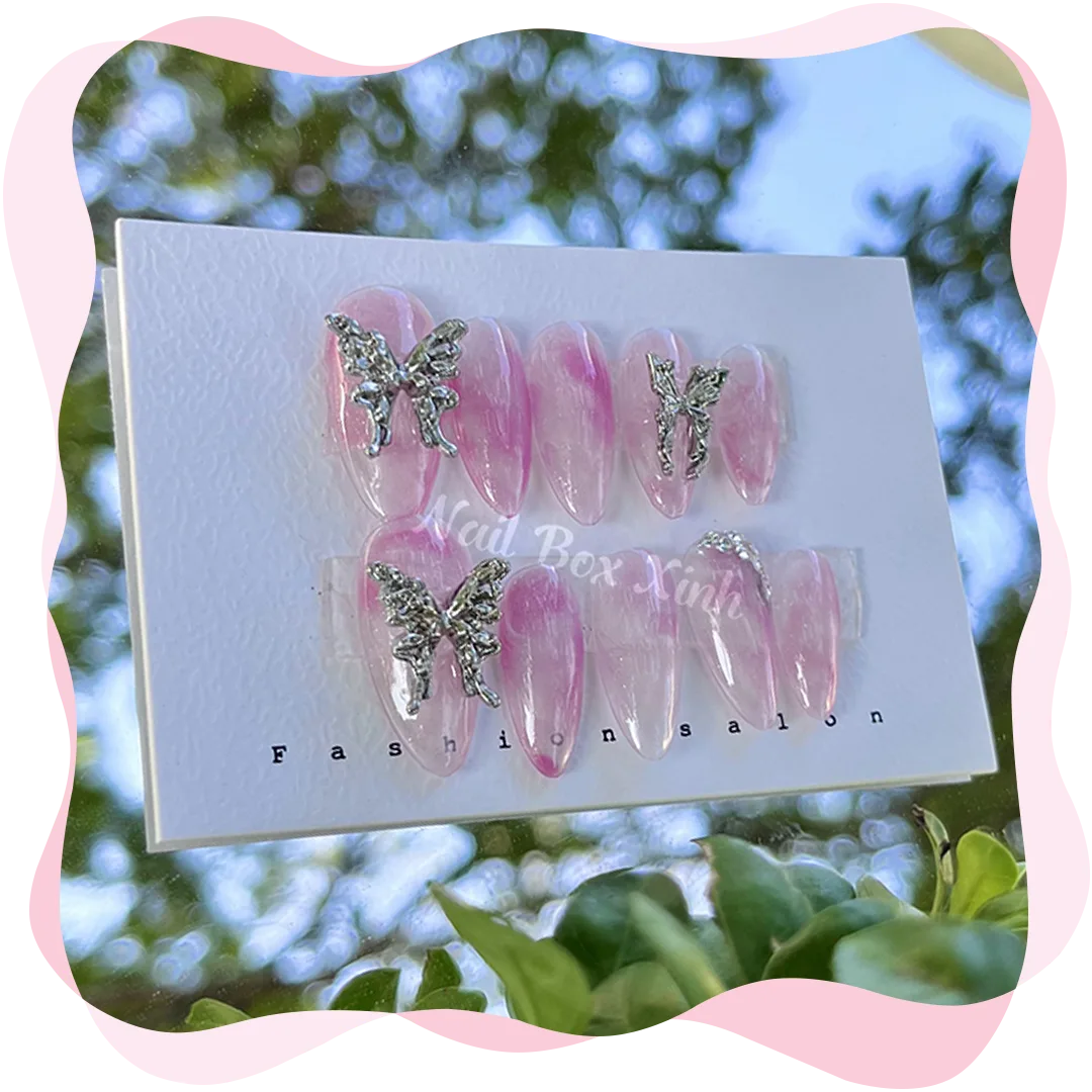 Nail box dễ thương nhẹ nhàng hồng ombre