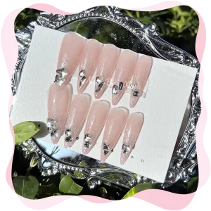 Nail box sang trọng cao cấp đính đá trắng