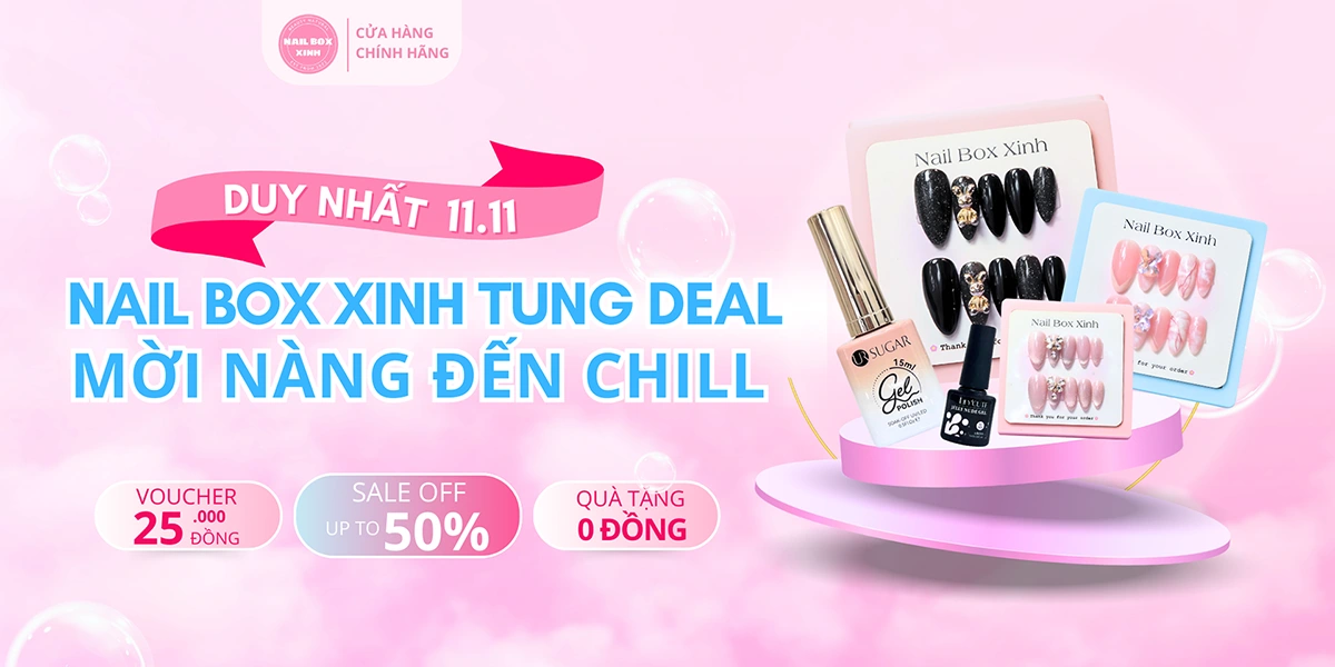 Banner khuyến mại 11 tháng 11 Nail Box Xinh